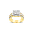 Princess cut diamond ring with Emerald & Round halo - 2 tone - Bodega