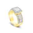 Princess cut diamond ring with Emerald & Round halo - 2 tone - Bodega