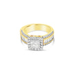 Princess cut diamond ring with Emerald & Round halo - 2 tone - Bodega