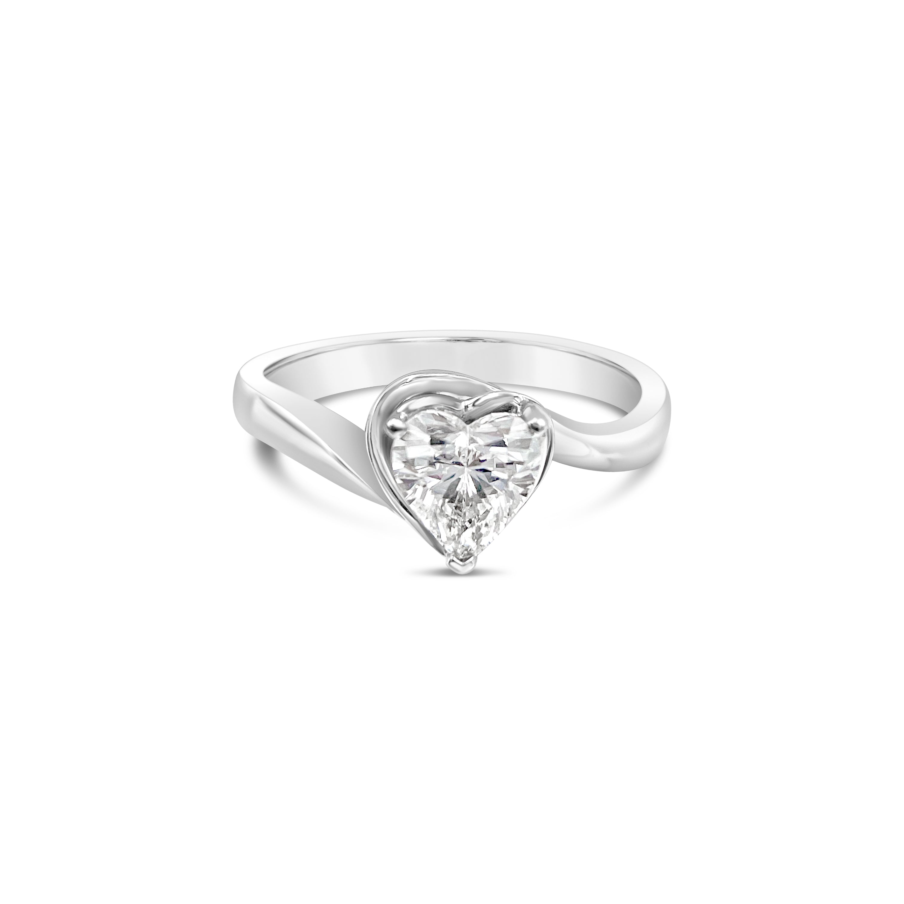 Heart Cut Solitaire Ring  - Platinum - Bodega