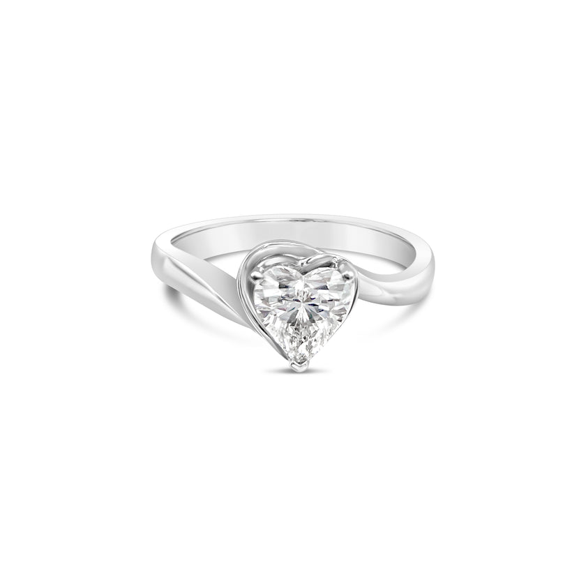 Heart Cut Solitaire Ring  - Platinum - Bodega