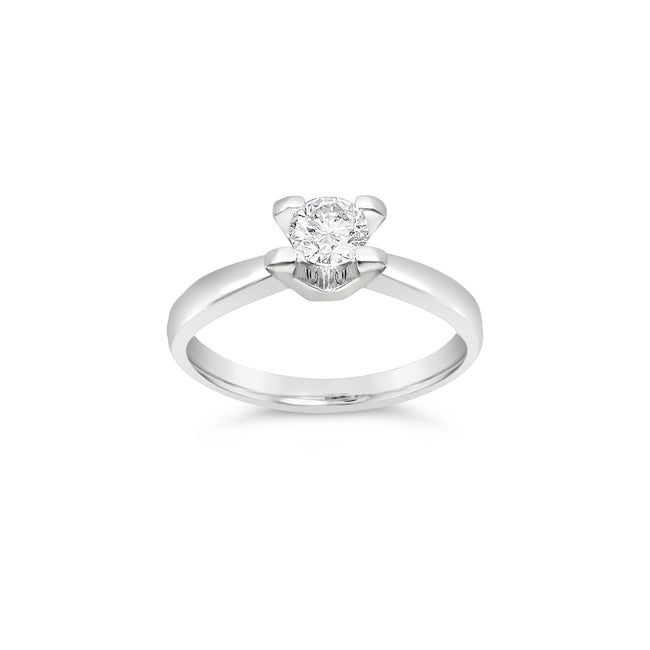 Round Brilliant Cut Solitaire Ring in tension setting - Platinum - Bodega