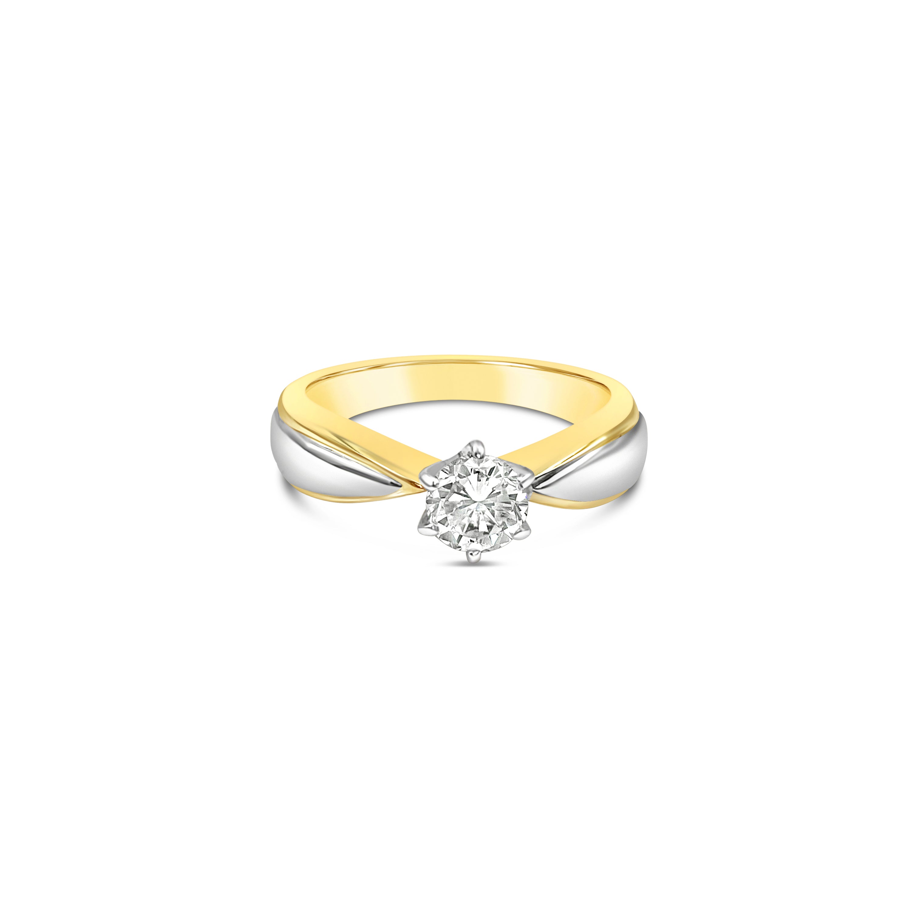 Two tone Round Brilliant Cut Solitaire Ring - Bodega