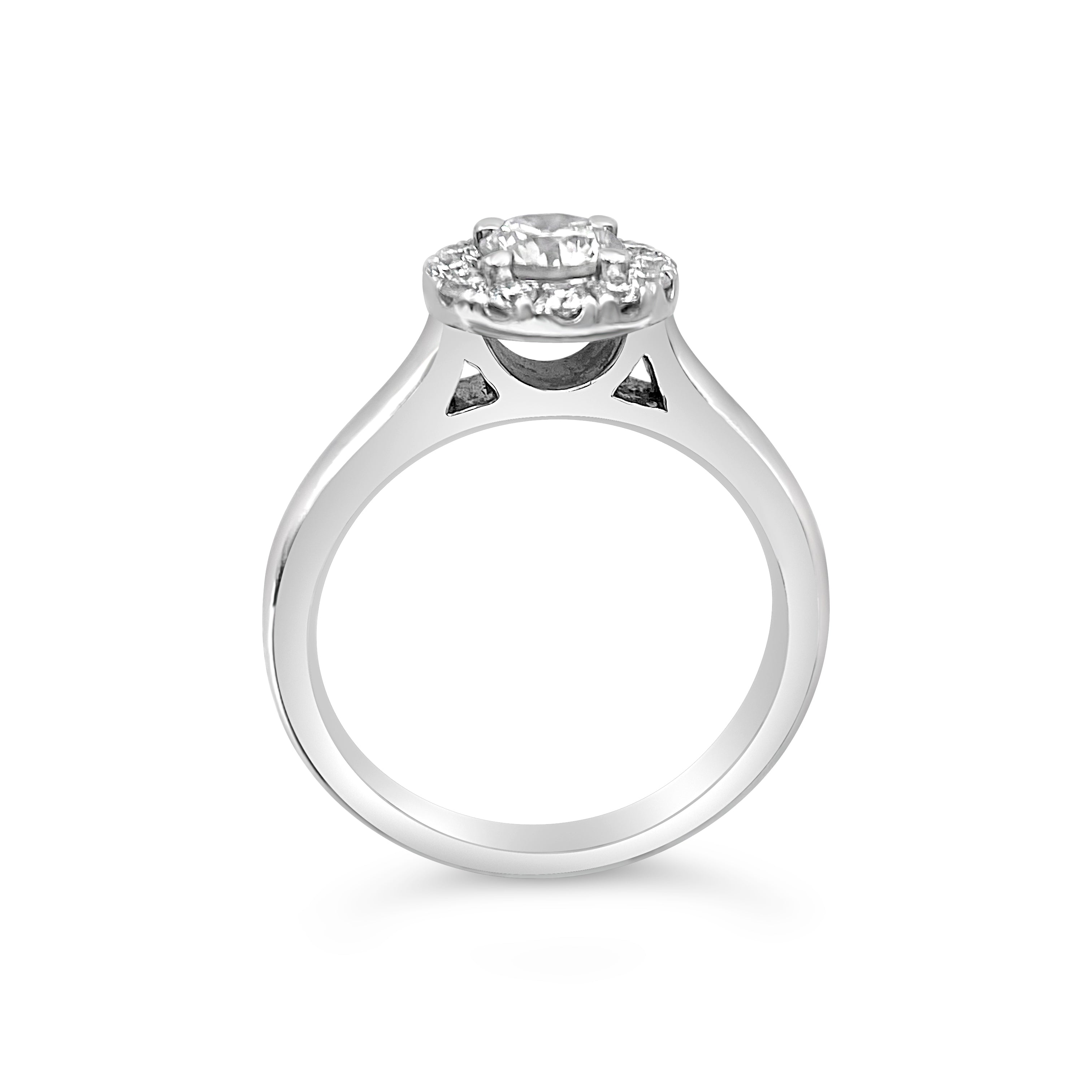 Round Brilliant ring with Halo - Platinum - Bodega