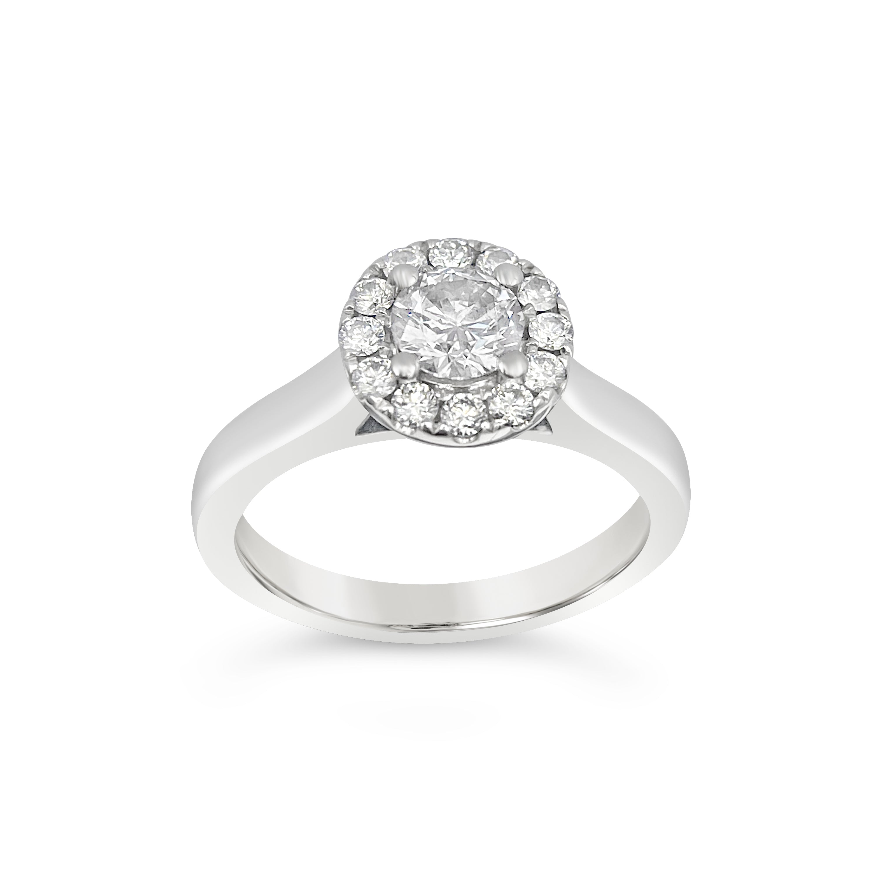 Round Brilliant ring with Halo - Platinum - Bodega