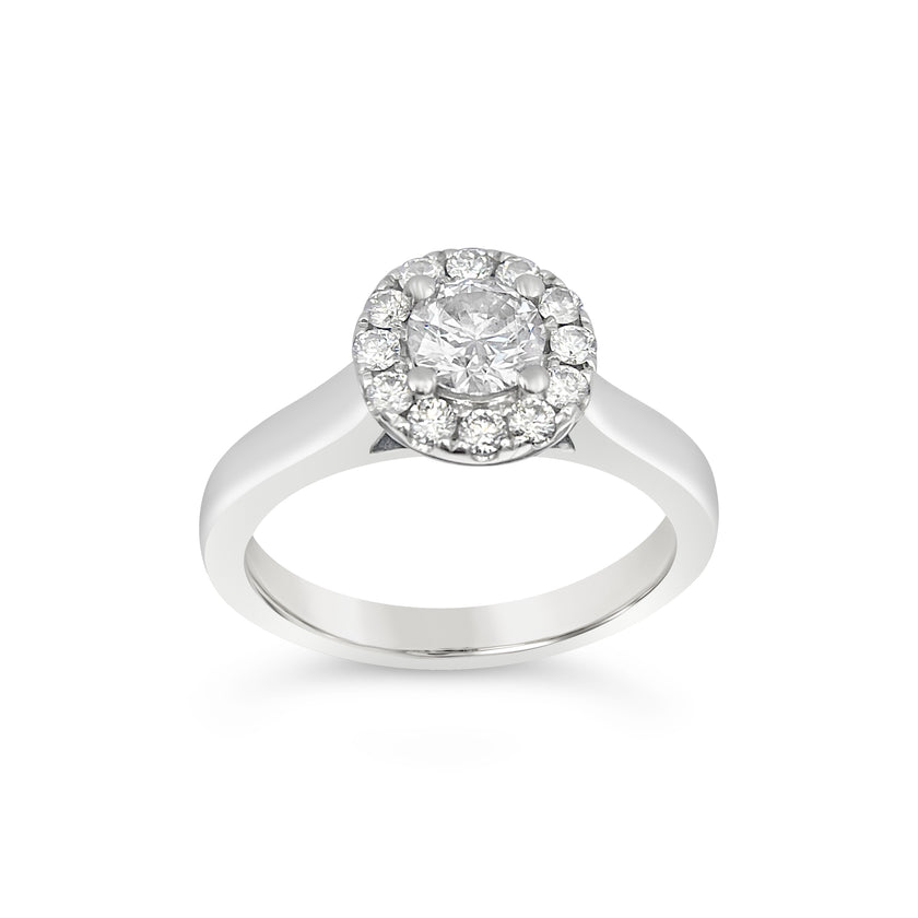 Round Brilliant ring with Halo - Platinum - Bodega
