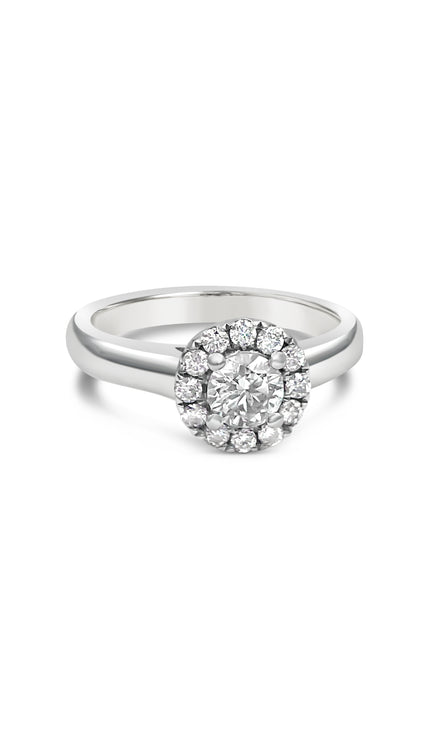 Round Brilliant ring with Halo - Platinum - Bodega