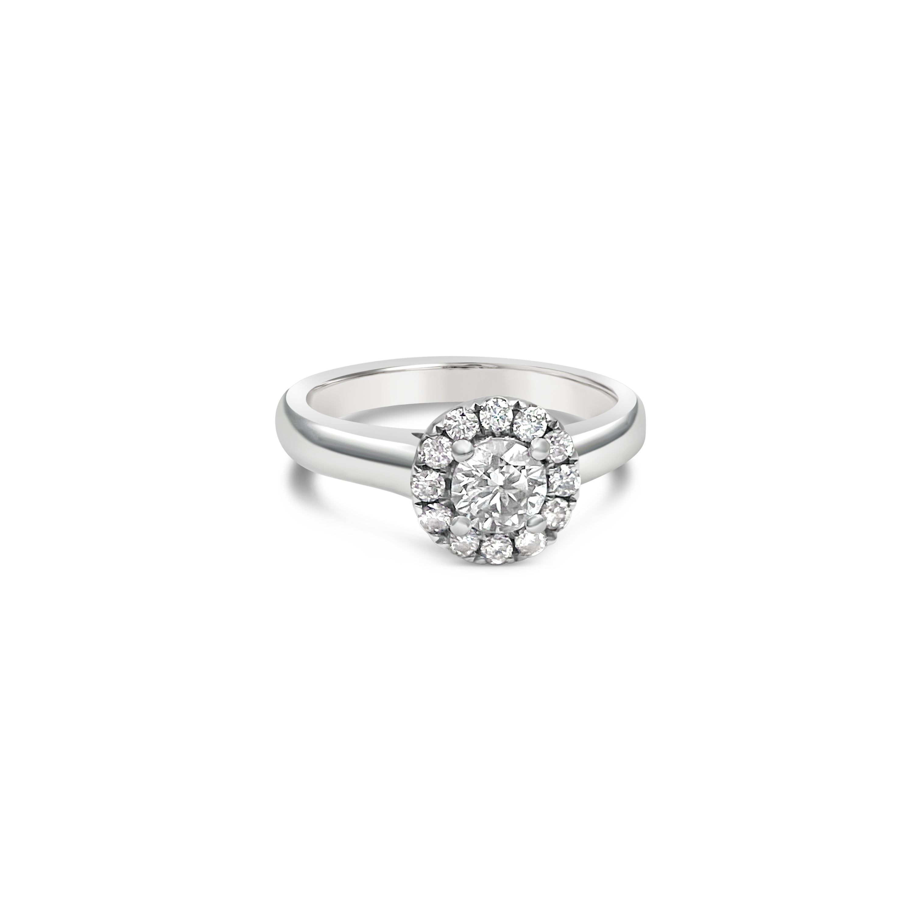 Round Brilliant ring with Halo - Platinum - Bodega