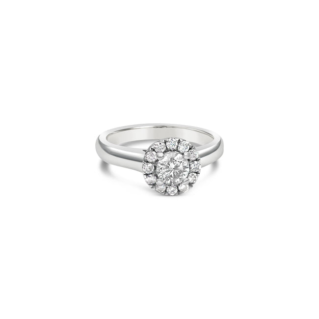Round Brilliant ring with Halo - Platinum - Bodega