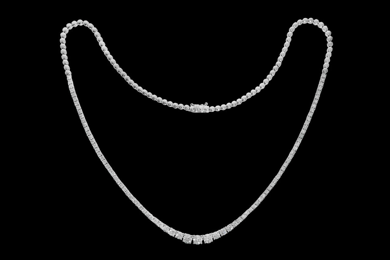Round Brilliant Graduated Tennis Necklace - Bodega