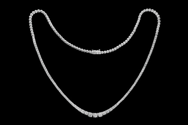 Round Brilliant Graduated Tennis Necklace - Bodega