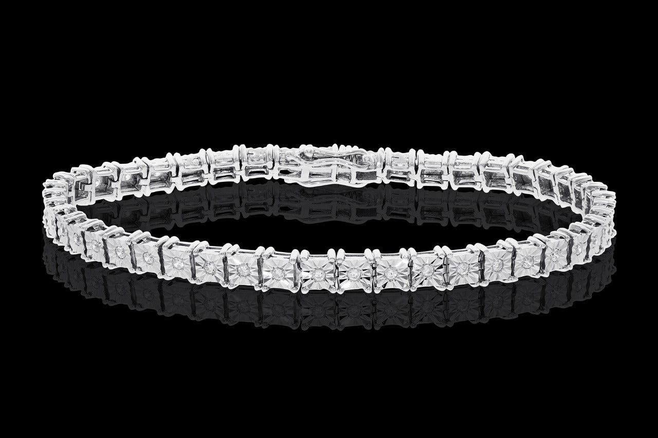 Illusion Set Platinum Tennis Bracelet - Bodega