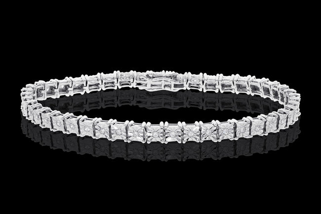 Illusion Set Platinum Tennis Bracelet - Bodega
