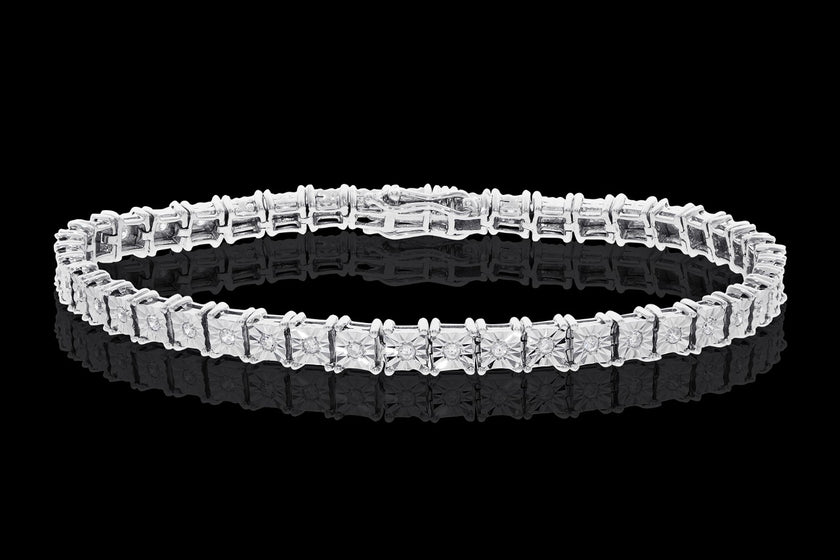 Illusion Set Platinum Tennis Bracelet - Bodega