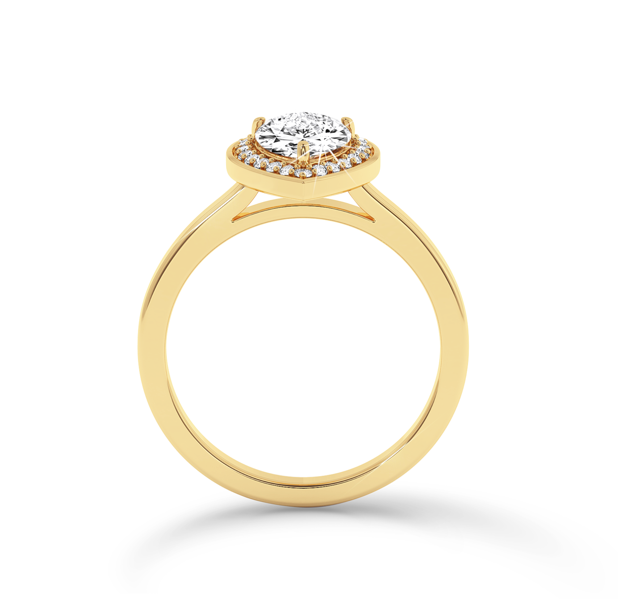 Pear Diamond Ring with halo - Yellow Gold - Bodega