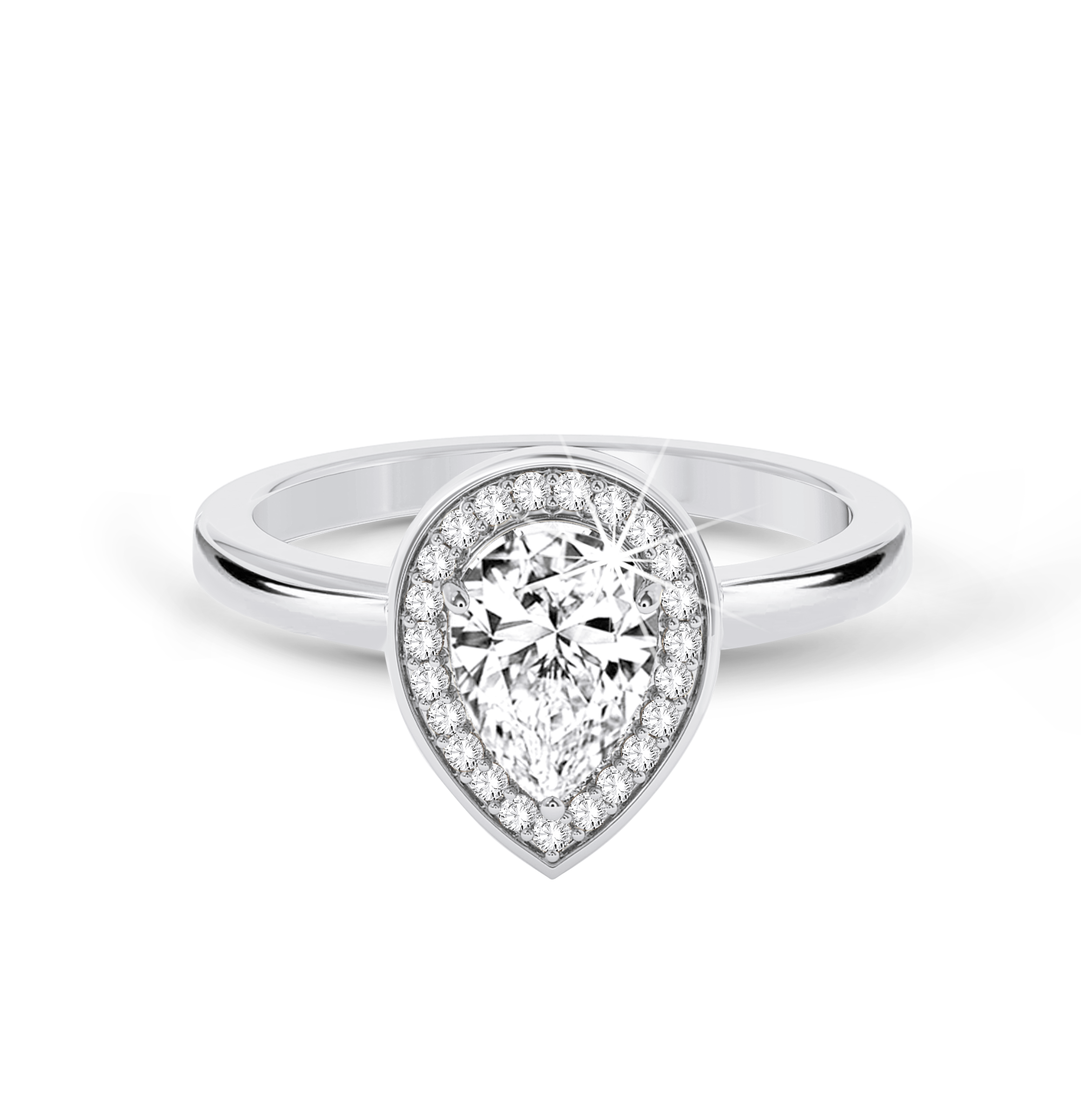 Pear Diamond Ring with halo - Platinum - Bodega