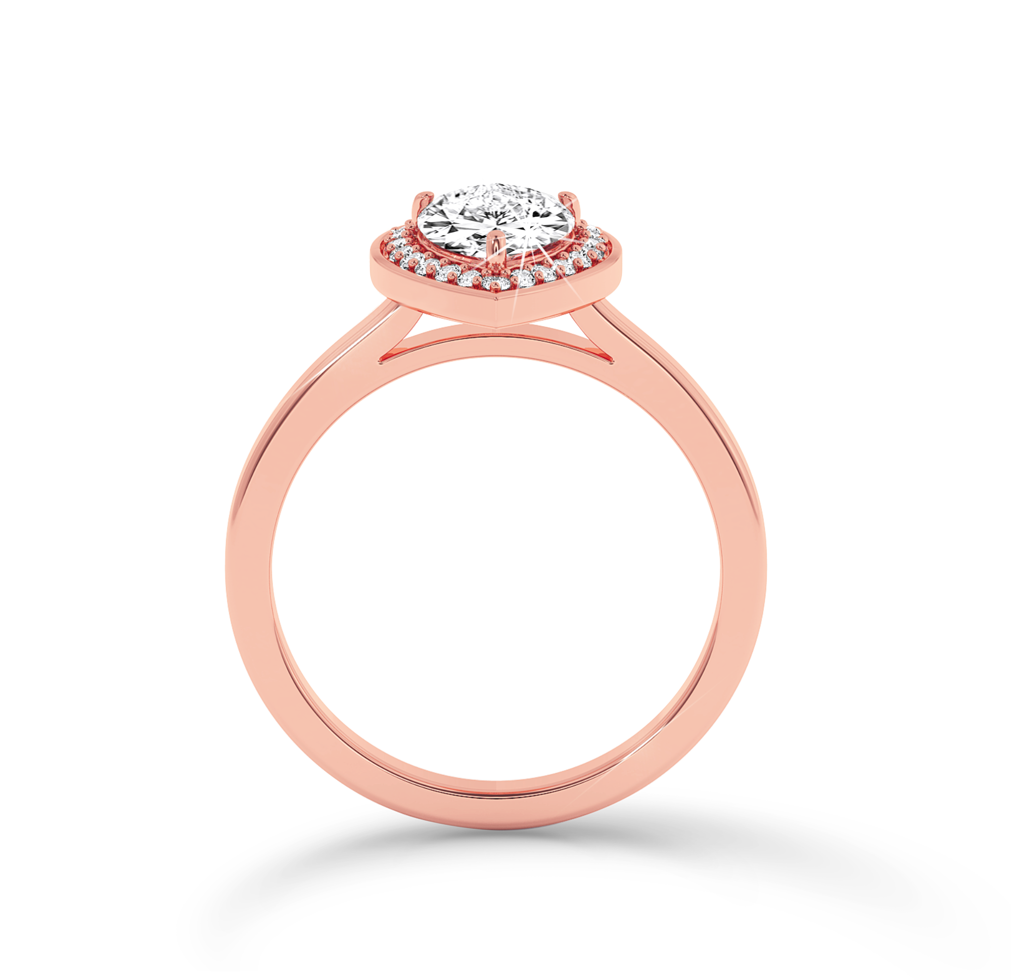 Pear Diamond Ring with halo - Rose Gold - Bodega