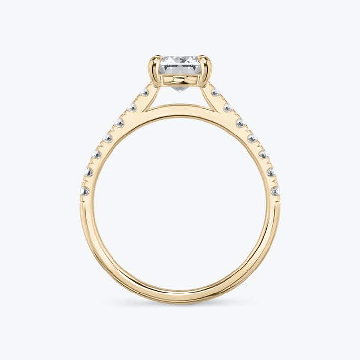 Shoulder Set Pave Emerald Ring - Yellow Gold - Bodega