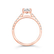Emerald Solitaire Ring with Pave shoulders- Rose Gold - Bodega