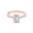 Emerald Solitaire Ring with Pave shoulders- Rose Gold - Bodega