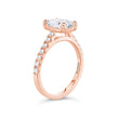 Emerald Solitaire Ring with Pave shoulders- Rose Gold - Bodega