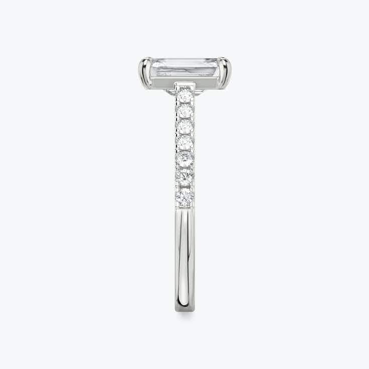 Shoulder Set Pave Emerald Ring - Platinum - Bodega