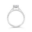 Emerald Solitaire Ring with Pave shoulders- Platinum - Bodega