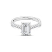 Emerald Solitaire Ring with Pave shoulders- Platinum - Bodega