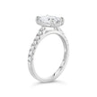 Emerald Solitaire Ring with Pave shoulders- Platinum - Bodega