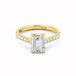 Shoulder Set Pave Emerald Ring - Yellow Gold - Bodega