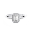 Bezel Set Emerald Cut halo Ring - Platinum - Bodega