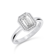 Bezel Set Emerald Cut halo Ring - Platinum - Bodega