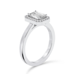 Bezel Set Emerald Cut halo Ring - Platinum - Bodega