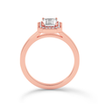 Bezel Set Emerald Cut halo Ring - Rose Gold - Bodega