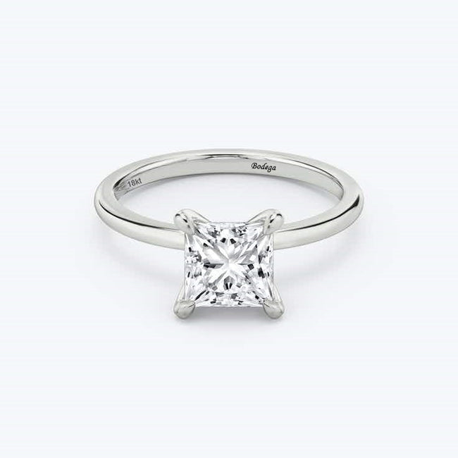 Princess Cut Solitaire Ring - Platinum - Bodega