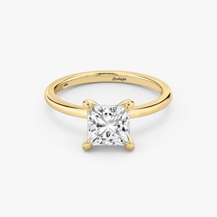 Princess Cut Solitaire Ring - Yellow Gold - Bodega