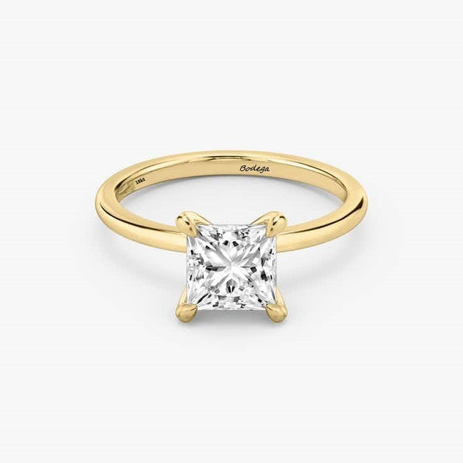 Princess Cut Solitaire Ring - Yellow Gold - Bodega