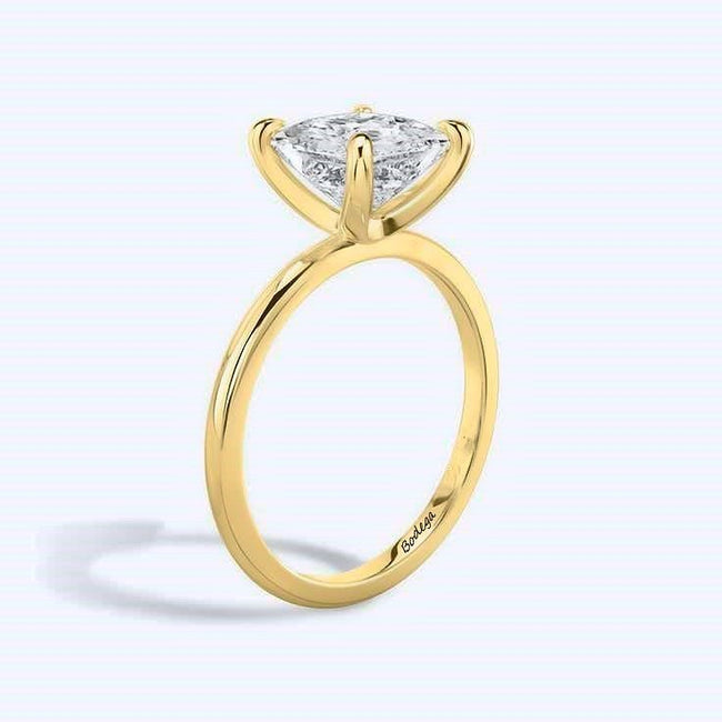 Princess Cut Solitaire Ring - Yellow Gold - Bodega