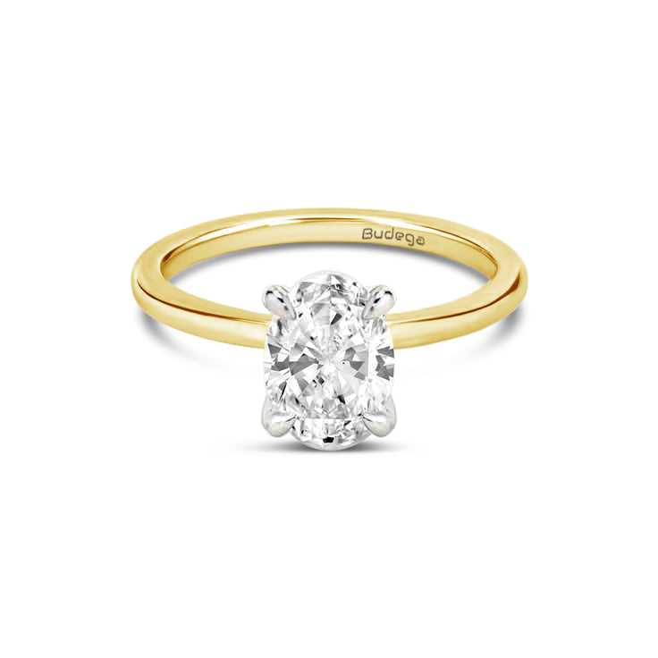 Oval Solitaire Ring - Two tone Gold - Bodega