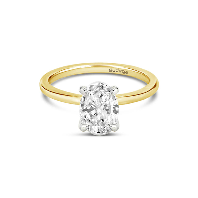 Oval Solitaire Ring - Two tone Gold - Bodega