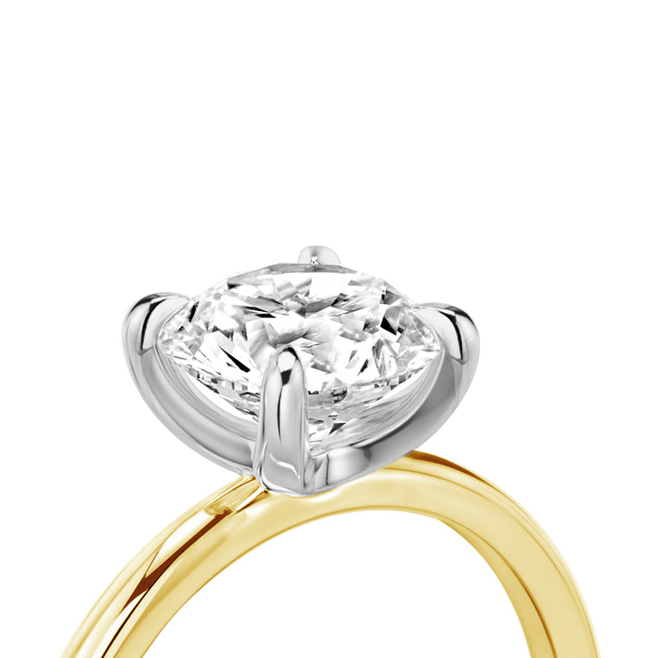 2 Tone 4 Claw Round Brilliant Solitaire Ring - Yellow Gold - Bodega