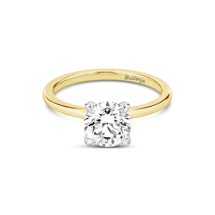 2 Tone 4 Claw Round Brilliant Solitaire Ring - Yellow Gold - Bodega