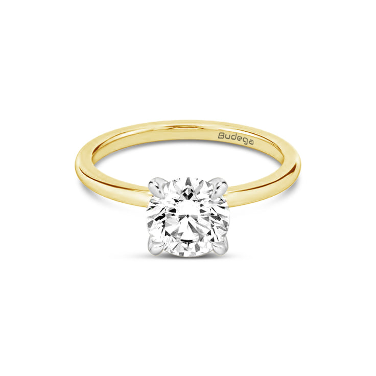 2 Tone 4 Claw Round Brilliant Solitaire Ring - Yellow Gold - Bodega