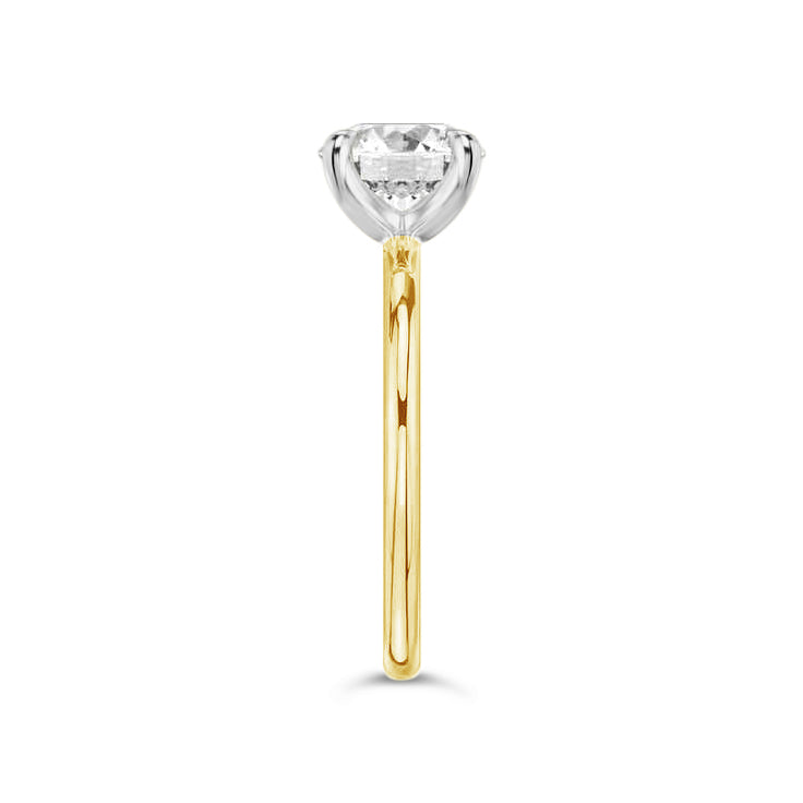 2 Tone 4 Claw Round Brilliant Solitaire Ring - Yellow Gold - Bodega