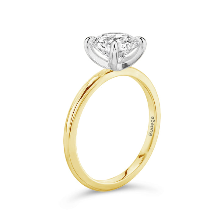2 Tone 4 Claw Round Brilliant Solitaire Ring - Yellow Gold - Bodega
