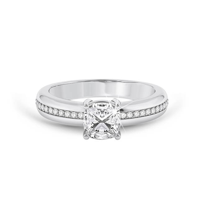 Cushion Cut channel set ring - Platinum - Bodega