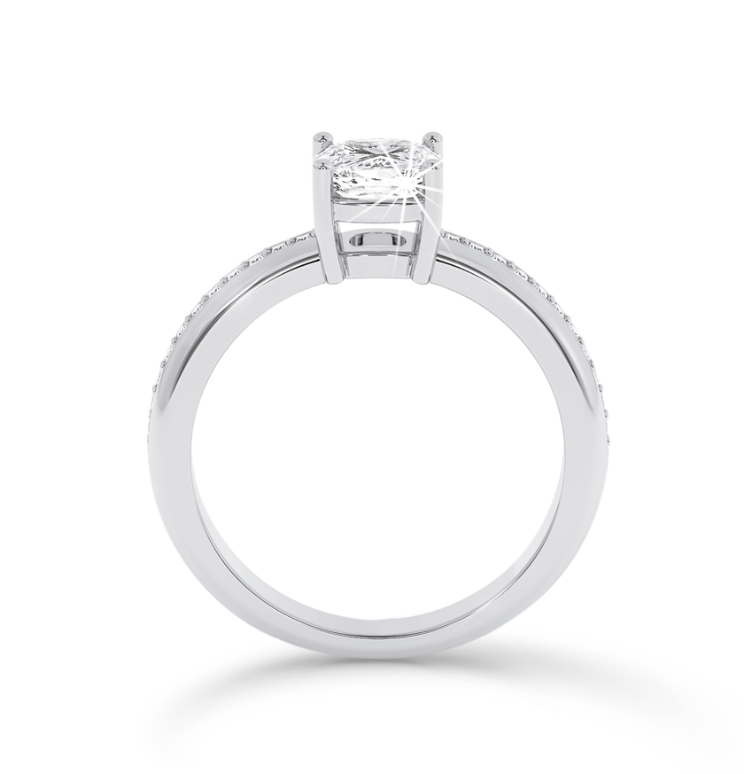 Cushion Cut channel set ring - Platinum - Bodega