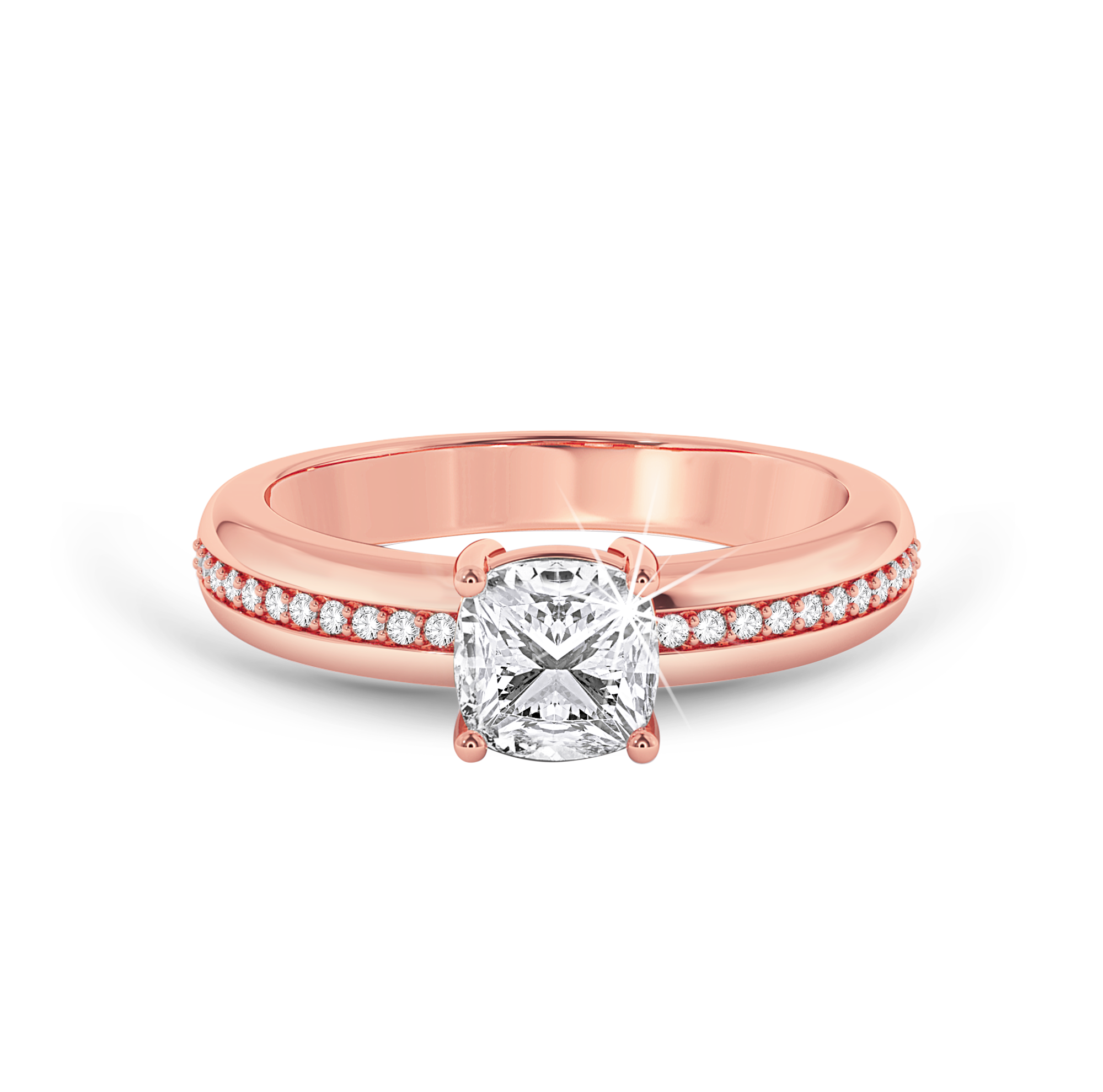 Cushion Cut channel set ring - Rose Gold - Bodega