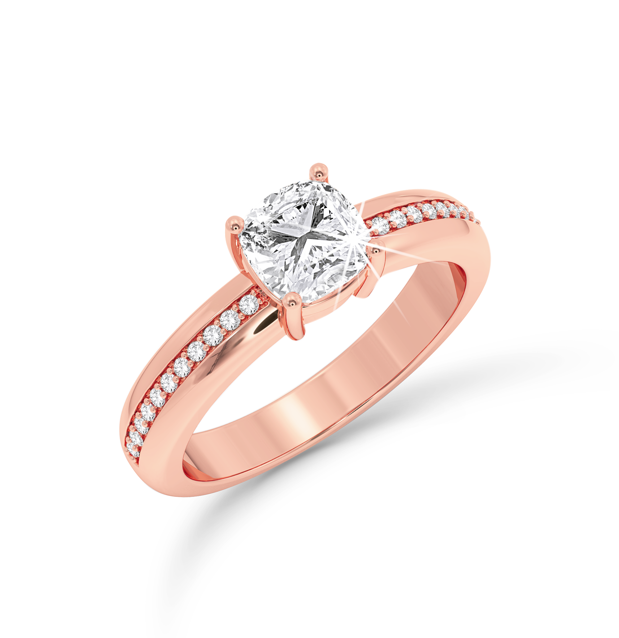 Cushion Cut channel set ring - Rose Gold - Bodega