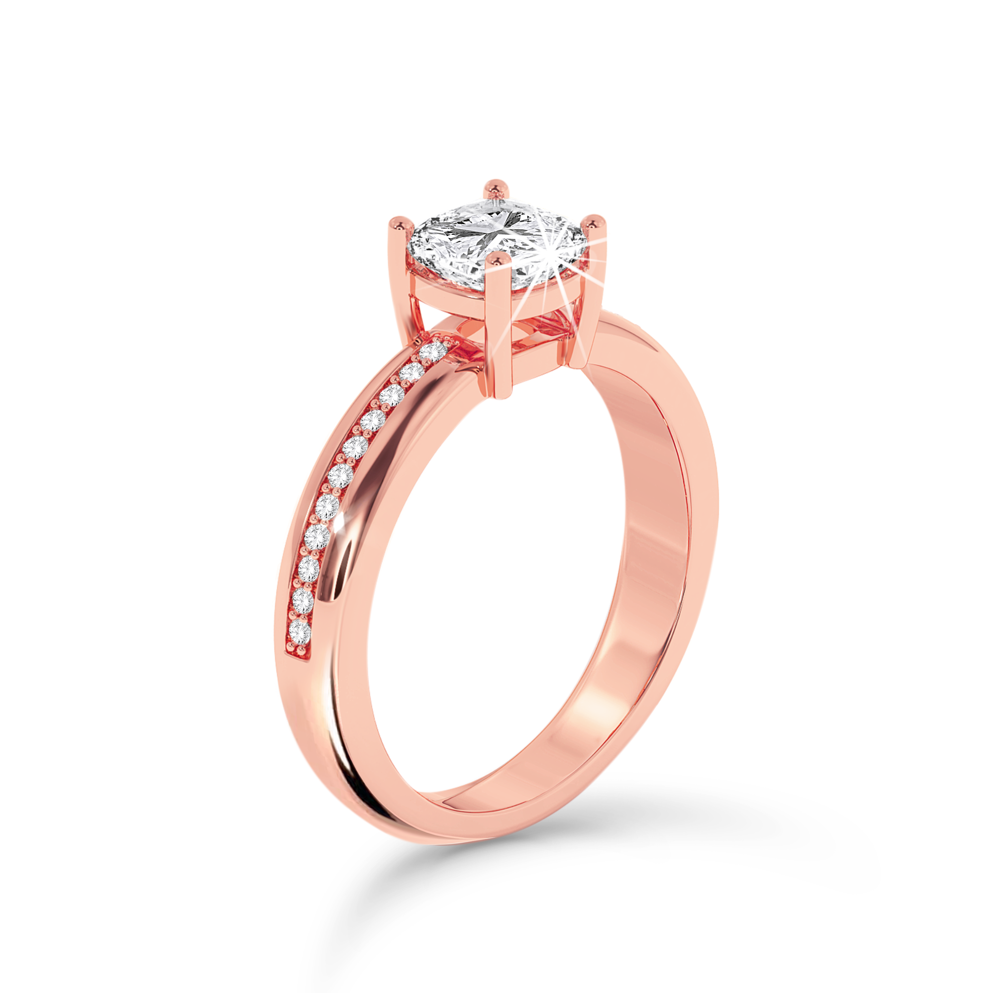 Cushion Cut channel set ring - Rose Gold - Bodega